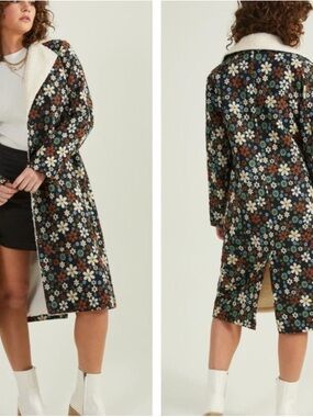Sherpa-Lined Duster Coat